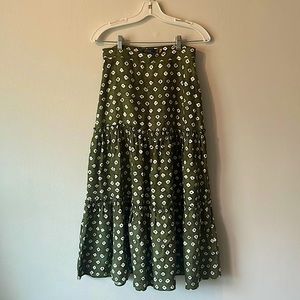 POLO RALPH LAUREN Block-Print Tiered Linen Midi Skirt